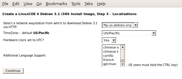 LinuxCOE SystemDesigner - Boot Image, Step 3