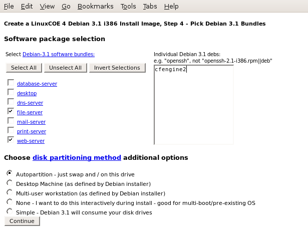 LinuxCOE SystemDesigner - Boot Image, Step 4