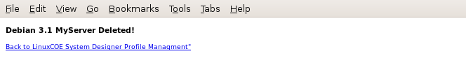 LinuxCOE SystemDesigner - Delete Profiles (continued)